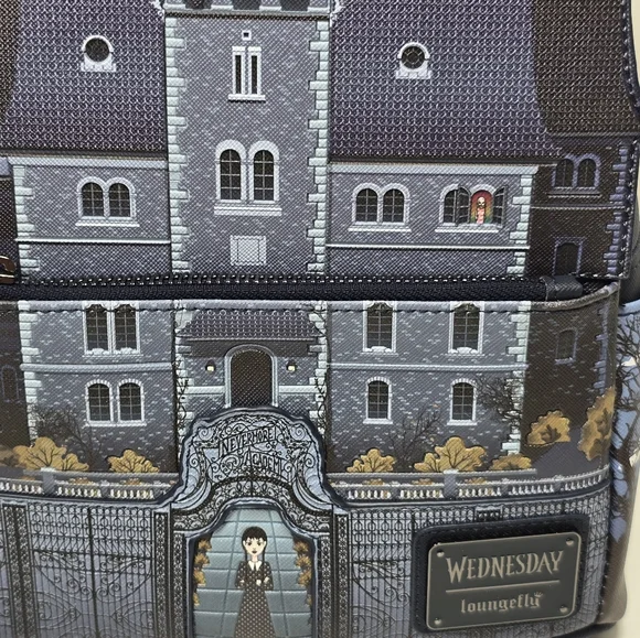 Loungefly Wednesday Addams Nevermore Phosphorescent Mini Backpack Nwt - Picture 3 of 7